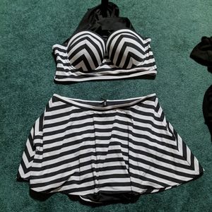 GUC Torrid Black and White Skirt Bikini